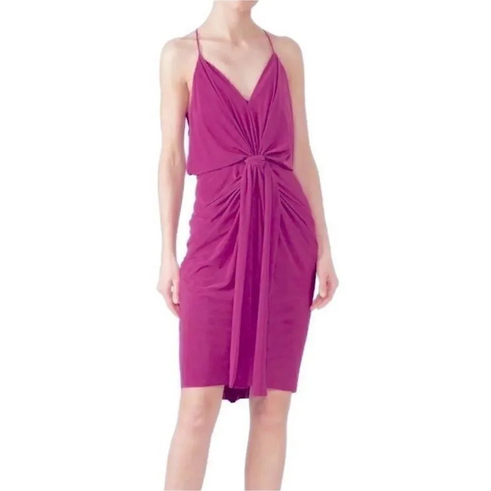 MISA Los Angeles Domino Draped Mini Dress- Plum/Wine